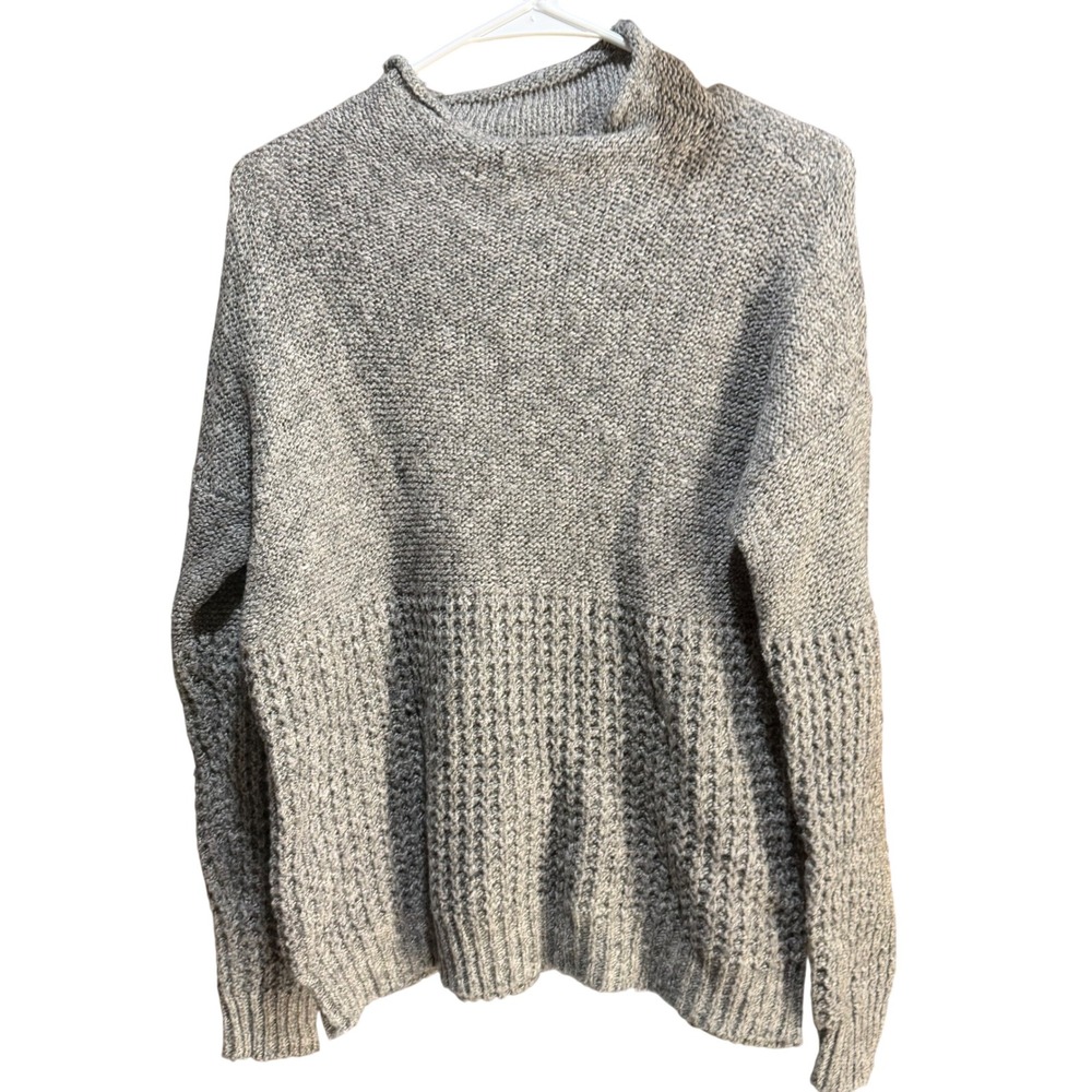 American Eagle Outfitters Grey‎ Mixed Knit Mock Neck Sweater Women Medium